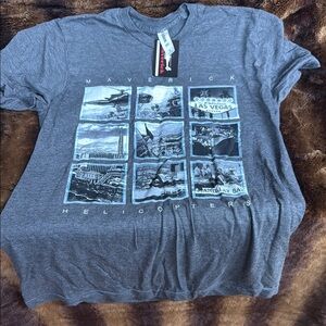 Tultex Gray Short Sleeve Tee with Vintage Photo Grid